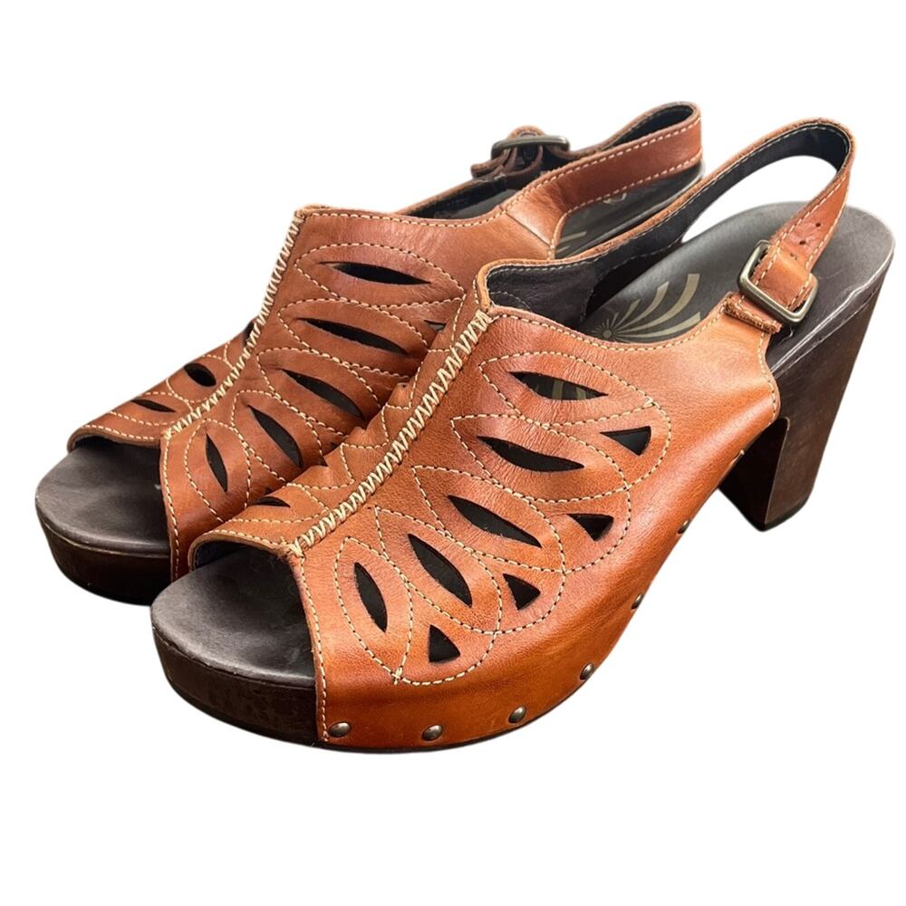 Dansko Mules Clogs 42 (11.5-12 US) Rowena Tan Leather Sling-back